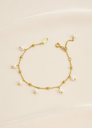 front Pearl Bead Chain Bracelet