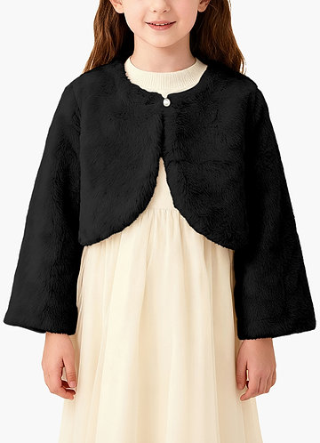 front Flower Girl Faux Fur Jacket