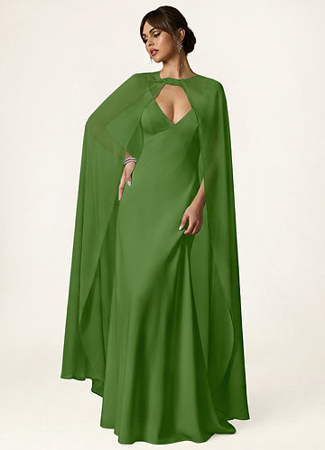 front Azazie Knot-Front Chiffon Long Cape