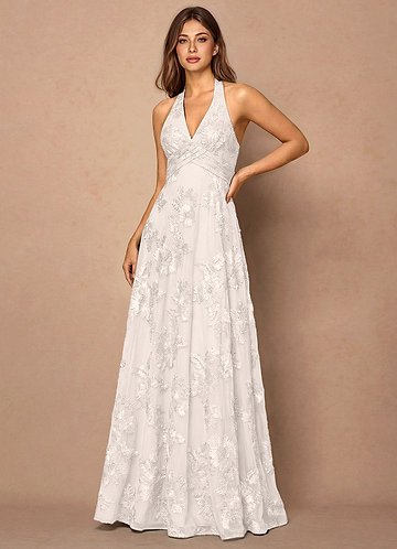 White Halter Neck Dress | Azazie UK