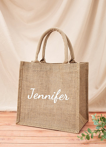 front Custom Name Bride Jute Backpack