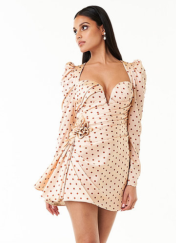 Cyndi Blush Pink And Copper Polka Dot Mini Dress image1