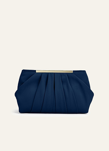 front Matchande färg Stretch Satin Plisserad Clutch