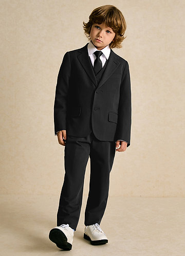front Oliver Boys Black 5-Piece Suit