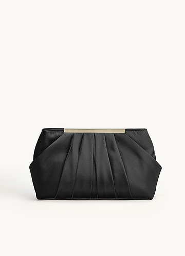 front Matching Color Metallic Satin Pleated Clutch 0