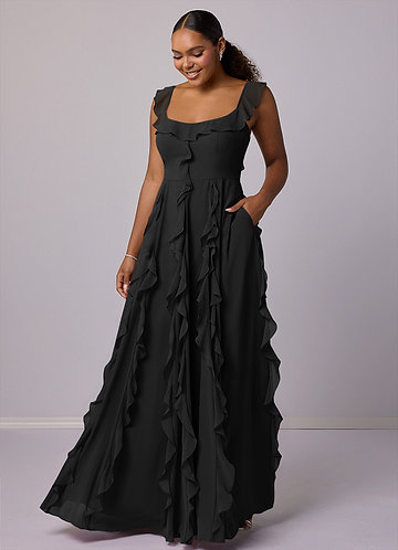 Barbie ♥ Azazie Bridesmaid Dresses A-Line Chiffon Floor-Length Dress with Pockets image1 0