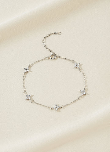 front Mini Rhinestone Clover Bracelet