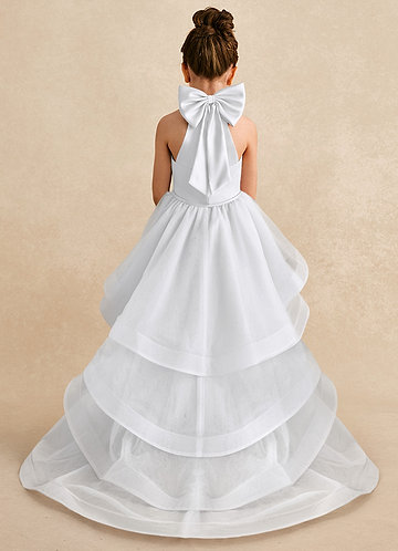 Azazie Bev Flower Girl Dresses White A-Line Convertible Tulle Dress image1