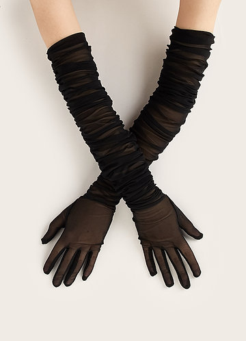 front Ruched Mesh Gloves