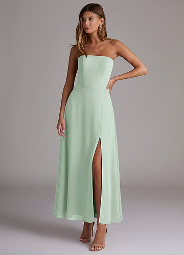 Azazie Wren Bridesmaid Dresses Vestido Agave de Chiffon de Linha A com Sem alças image1
