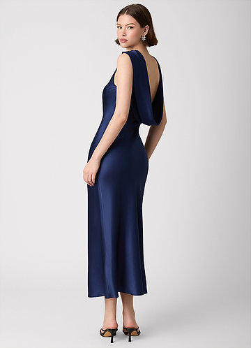 Alexisrose Navy 100% Washable Silk Maxi Dress image1