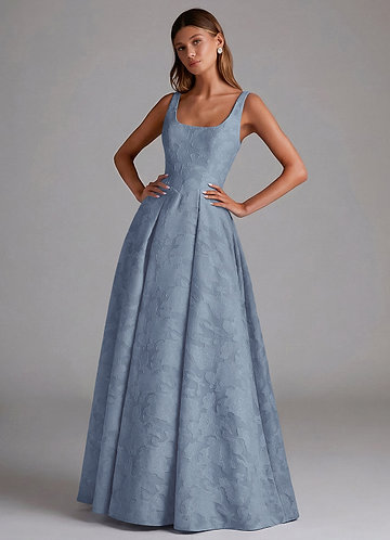 dusty blue sparkly bridesmaid dresses Wedtrend Women Bridesmaids Dusty Blue A Line Off the Shoulder Long Ruched  Chiffon Bridesmaid Dress with Slit – WEDTREND main image 1