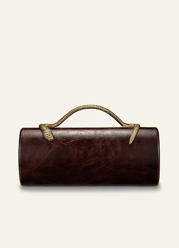 front Gold Snake Handle PU Leather Evening Handbag
