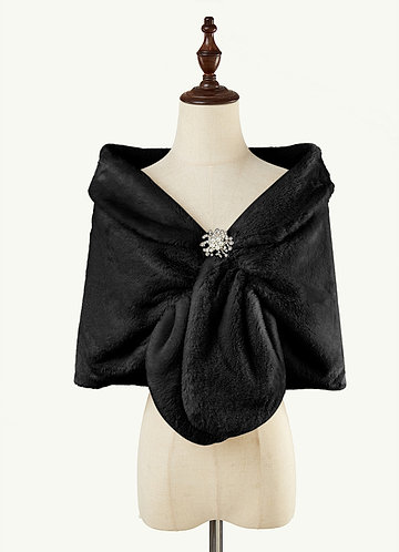 front Brooch Faux Fur Cape