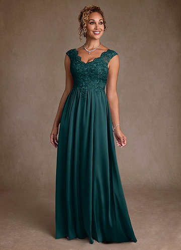 Azazie Amethyst Mother of the Brides Dresses Pine A-Line Lace Dress image1