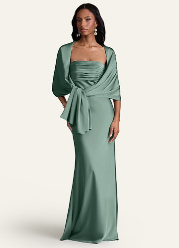 front Azazie Châle En Satin Extensible Aleena De Couleur Assortie