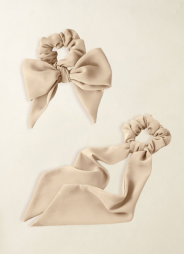 front Matching Color Chiffon Multiway Hair Scarf Scrunchie Set