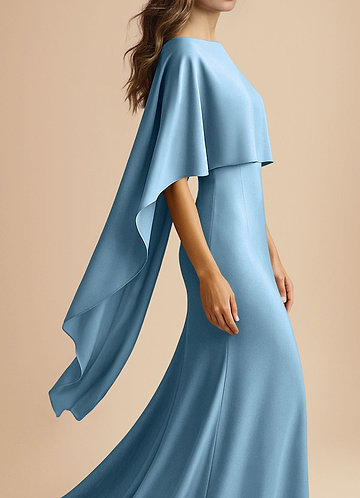 front Azazie Cape multi-positions en satin extensible de couleur assortie