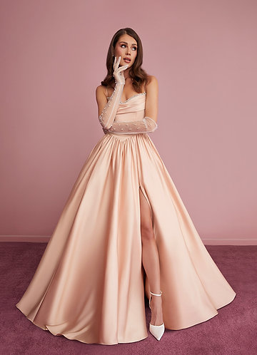 Barbie ♥ Azazie Trouwjurken Jurk van Stretch Satijn met Baljurk Sweetheart Halslijn Engelse Roos image1
