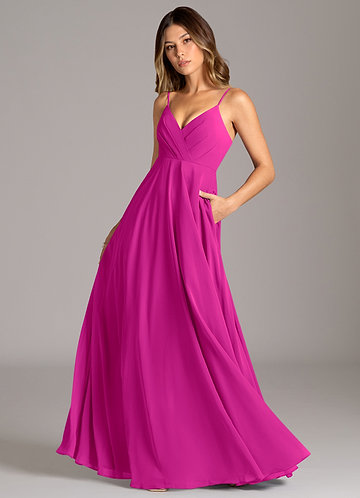 magenta bridesmaid dress Mermaid Sweetheart Split The open back adds an alluring detail Magenta Bridesmaid Satin Ruffle Maxi