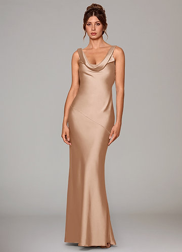 Azazie Rylina Bridesmaid Dresses English Rose Mermaid Stretch Satin Dress image1