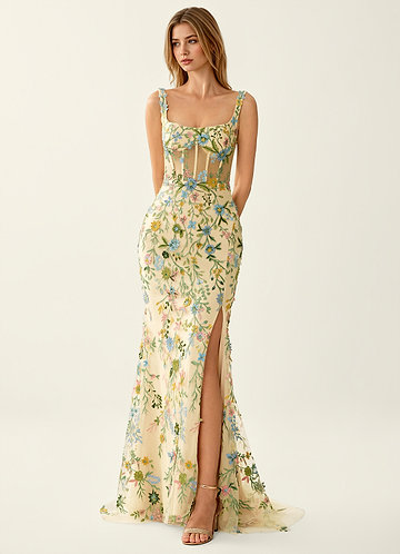 Posey Lemon Sorbet Lace Mermaid Prom Dress image1