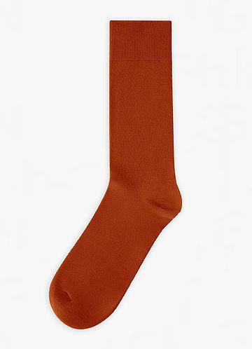 strapless open back dress Solid Burnt Orange Socks | Men's Crew Dress Socks