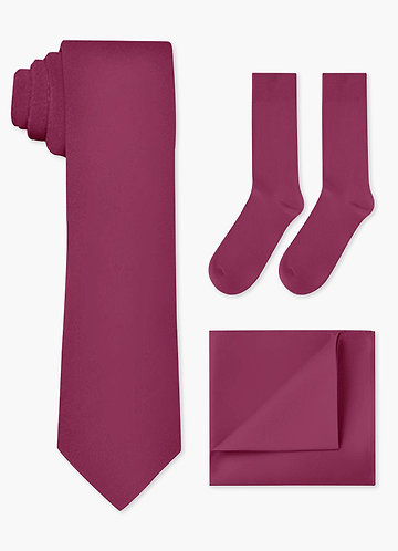 front Matching Matte Satin Wide Tie & Pocket Square & Socks Set