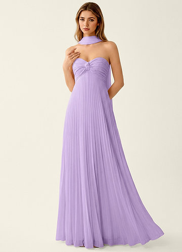 Clementine Lilás Vestido de baile evasê com flores 3D em chiffon image1