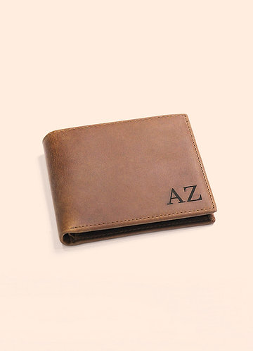 front Personalized Men's Leather Bifold Wallet