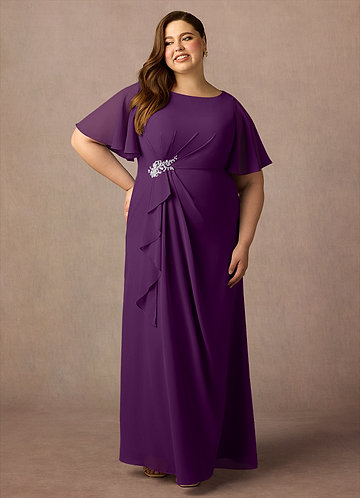Azazie Rain Mother of the Brides Dresses Grape Sheath Beaded Chiffon Dress image1
