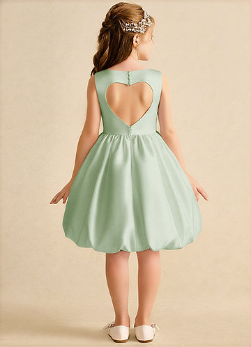 Azazie Nirvana Robes de Fillette d'Honneur Robe Princesse en Mat Satiné Rayé Vert Sauge image1