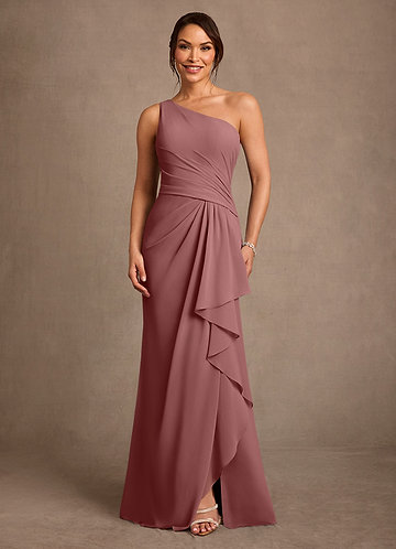 slim fit dress slacks Flowy Satin V-neckline A-line Desert Rose Bridesmaids or Evening Gown –  Sparkly Gowns main image 0