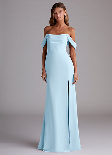 Azazie Saige Bridesmaid Dresses Sky Blue A-Line Off the Shoulder Chiffon Convertible Dress image1