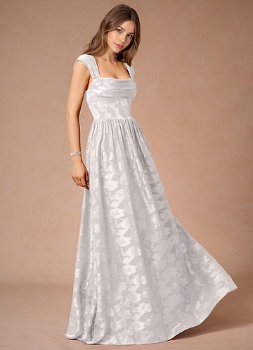 Hazel Cream Pleated Maxi Prom Dress image1