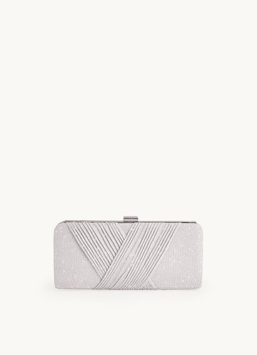 front Glitter Criss Cross Pleats Clutch Bag