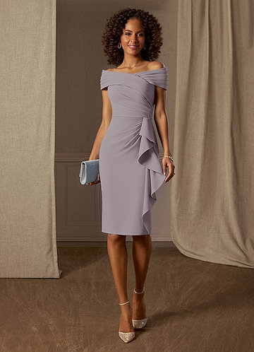 Azazie Monet Abiti da Mamma Sposa Abito Tubino in Crepe Elasticizzato Plissettato Dusk image1