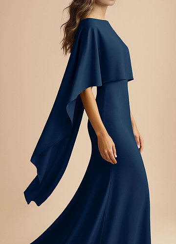 front Azazie Cape multi-positions en satin extensible de couleur assortie