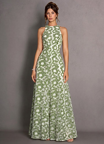 Selira Green And White Maxi Dress image1