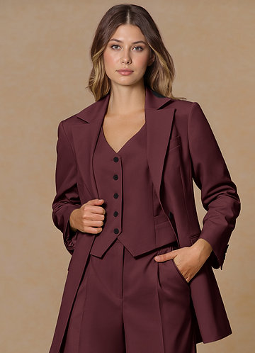 front Rowan Cabernet Blazer de performance à tissage raffiné