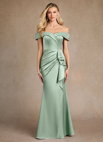 Azazie Laredo Vestidos de Madre de la Novia Vestido de Agave de Satén Elástico de Sirena con Vestidos sin tirantes image1