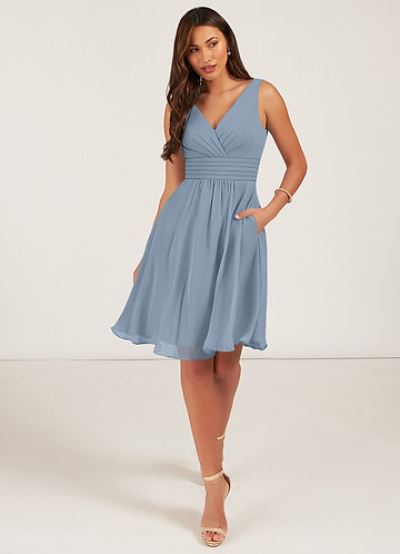 Dusty blue knee length hot sale dress