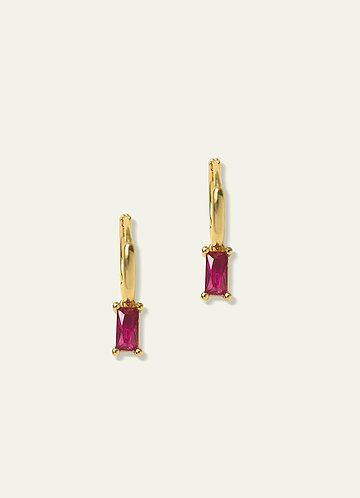 front Pozłacane 14-karatowym złotem kolczyki Huggies z kamieniem szlachetnym