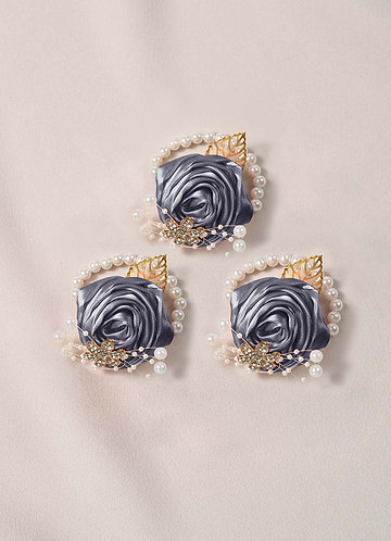 front Lot de 3 corsages de poignet assortis pour demoiselles d'honneur avec bracelet en perles