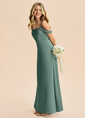 eucalyptus junior bridesmaid dresses A-Line One Shoulder Long Lace Chiffon Junior Bridesmaid Dresses main image 0