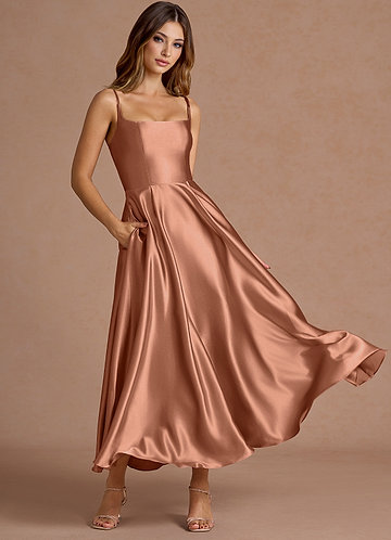 Elvie Antique Brass Lace-up Maxi Dress image1