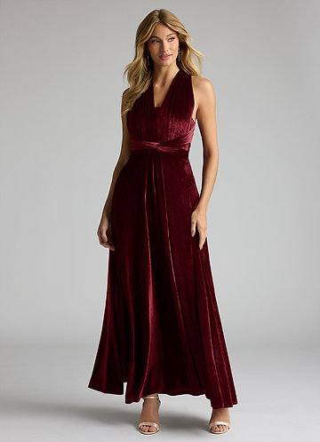 Azazie Infinity Velvet Wrap A-Line Dress