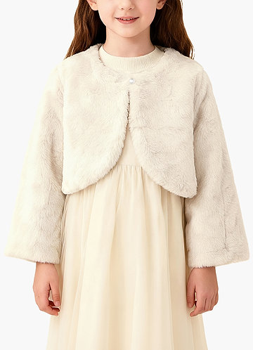 front Flower Girl Faux Fur Jacket