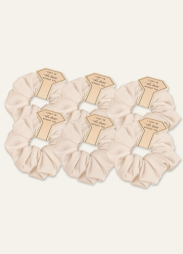 front Conjunto de xuxinha de cetim elástico de cor mista para madrinha de casamento