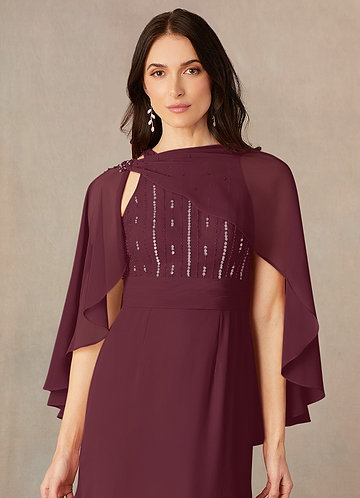 front Azazie Matching Color Chiffon Asymmetrical Wrap
